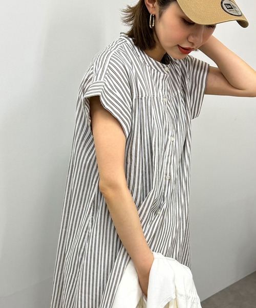 lil nina(リルニーナ)の「lil nina キャンブリックボイル シャツワンピース プリント(シャツワンピース・レディース・ベージュ系その他/ホワイト×ブラウン/ブラック×パープル・FREE)」の6枚目の写真