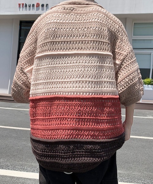 MGV(エムジーヴィー)の「透かし編みハーフスリーブポロ(ポロシャツ・メンズ・レッド/ブルー・LARGE/X-LARGE/MEDIUM)」の15枚目の写真