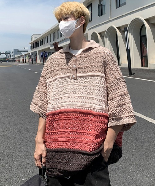 MGV(エムジーヴィー)の「透かし編みハーフスリーブポロ(ポロシャツ・メンズ・レッド/ブルー・LARGE/X-LARGE/MEDIUM)」の18枚目の写真