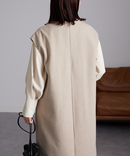 RANAN（ラナン）の「ウールライク深Ｖネックジャンパースカート（ジャンパースカート・レディース・ベージュ系1/ブラック・L/LL/M）」の10枚目の写真