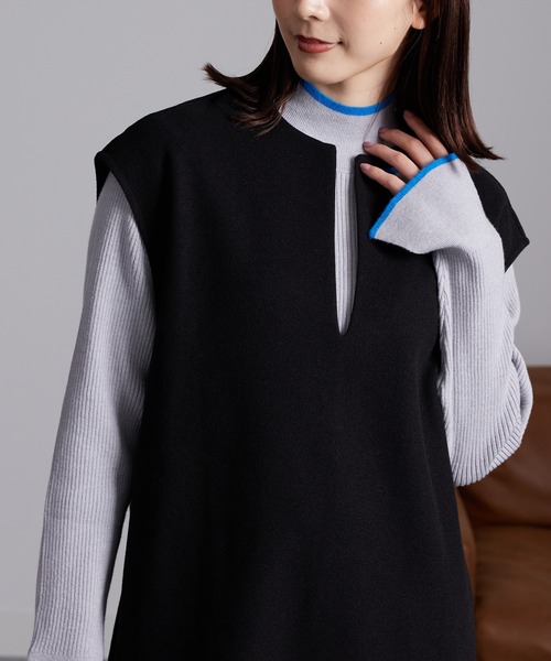 RANAN（ラナン）の「ウールライク深Ｖネックジャンパースカート（ジャンパースカート・レディース・ベージュ系1/ブラック・L/LL/M）」の11枚目の写真