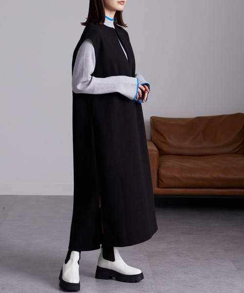 RANAN（ラナン）の「ウールライク深Ｖネックジャンパースカート（ジャンパースカート・レディース・ベージュ系1/ブラック・L/LL/M）」の9枚目の写真