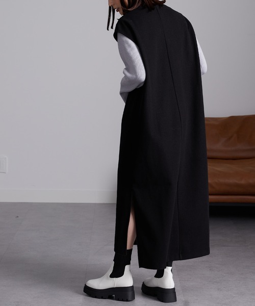 RANAN（ラナン）の「ウールライク深Ｖネックジャンパースカート（ジャンパースカート・レディース・ベージュ系1/ブラック・L/LL/M）」の15枚目の写真