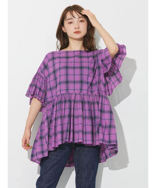 AMERICAN HOLIC（アメリカンホリック）の「ティアードボイルブラウス（シャツ/ブラウス・レディース・ブラック/チェック/ブラウン/ブラウン系その他4・L/M）」の10枚目の写真