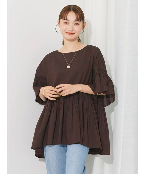 AMERICAN HOLIC（アメリカンホリック）の「ティアードボイルブラウス（シャツ/ブラウス・レディース・ブラック/チェック/ブラウン/ブラウン系その他4・L/M）」の11枚目の写真