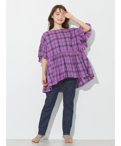 AMERICAN HOLIC（アメリカンホリック）の「ティアードボイルブラウス（シャツ/ブラウス・レディース・ブラック/チェック/ブラウン/ブラウン系その他4・L/M）」の18枚目の写真