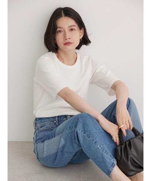 セール】5分袖リブカットプルオーバー（Tシャツ/カットソー