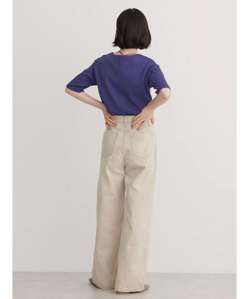 セール】5分袖リブカットプルオーバー（Tシャツ/カットソー
