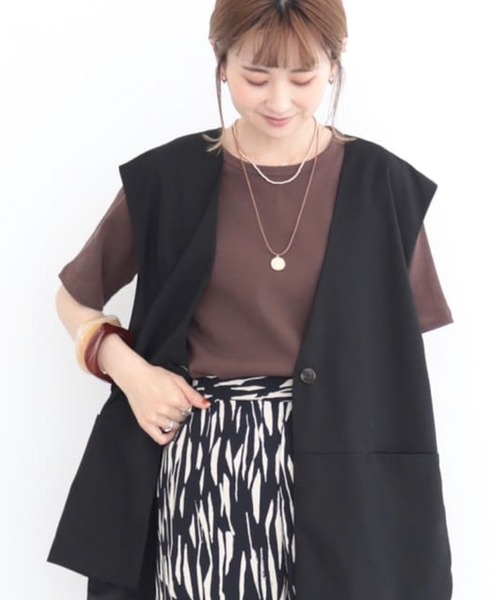 AMERICAN HOLIC（アメリカンホリック）の「5分袖リブカットプルオーバー（Tシャツ/カットソー・レディース・ブラック/パープル/ブラウン/オフホワイト/その他7・M/L）」の4枚目の写真