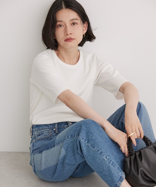 AMERICAN HOLIC（アメリカンホリック）の「5分袖リブカットプルオーバー（Tシャツ/カットソー・レディース・ブラック/パープル/ブラウン/オフホワイト/その他7・M/L）」の2枚目の写真