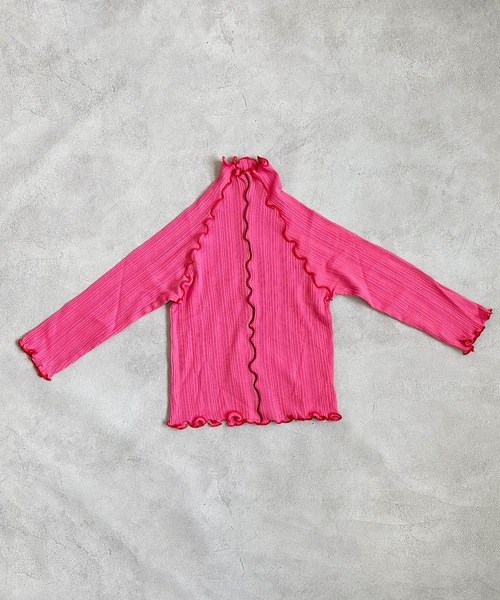 CALMIA（カルミア）の「メローリブタートルカットソー（90～150cm）（Tシャツ/カットソー・キッズ・オフホワイト/ブラウン/ピンク/グレー・110/120/100/90/130/140/150）」の4枚目の写真