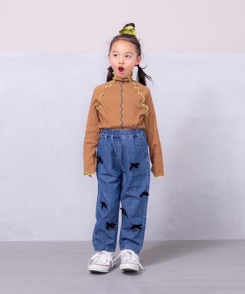 CALMIA（カルミア）の「メローリブタートルカットソー（90～150cm）（Tシャツ/カットソー・キッズ・オフホワイト/ブラウン/ピンク/グレー・110/120/100/90/130/140/150）」の9枚目の写真