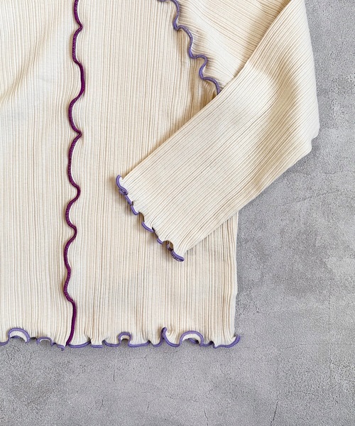 CALMIA（カルミア）の「メローリブタートルカットソー（90～150cm）（Tシャツ/カットソー・キッズ・オフホワイト/ブラウン/ピンク/グレー・110/120/100/90/130/140/150）」の11枚目の写真