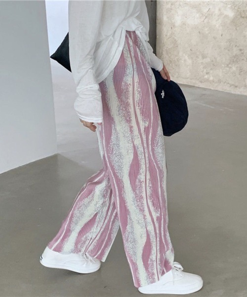 LYEON(リヨン)の「マーブルプリーツパンツ(その他パンツ・レディース・ピンク/グリーン/ブルー・FREE)」の3枚目の写真