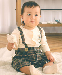 SLAP SLIP BABY | 【お揃い】タータンチェック柄サロペットレイヤード風ロンパースベビー(60~80cm)(ロンパース)