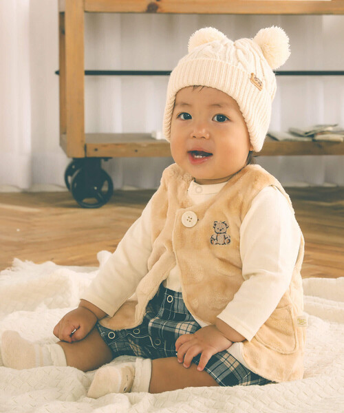 SLAP SLIP BABY(スラップスリップベビー)の「【お揃い】タータンチェック柄サロペットレイヤード風ロンパースベビー(60~80cm)(ロンパース・キッズ・ブラウン/ネイビー・70cm/80cm/60cm)」の5枚目の写真