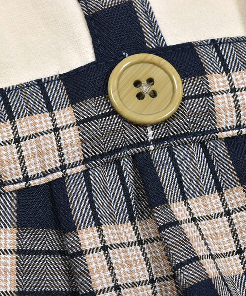 SLAP SLIP BABY(スラップスリップベビー)の「【お揃い】タータンチェック柄サロペットレイヤード風ロンパースベビー(60~80cm)(ロンパース・キッズ・ブラウン/ネイビー・70cm/80cm/60cm)」の12枚目の写真