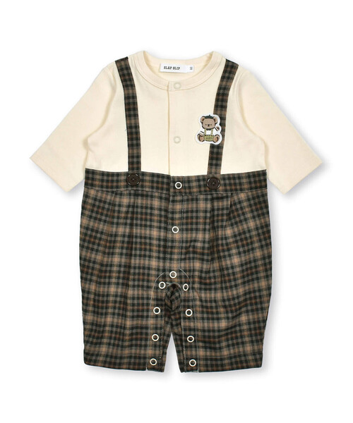 SLAP SLIP BABY(スラップスリップベビー)の「【お揃い】タータンチェック柄サロペットレイヤード風ロンパースベビー(60~80cm)(ロンパース・キッズ・ブラウン/ネイビー・70cm/80cm/60cm)」の15枚目の写真
