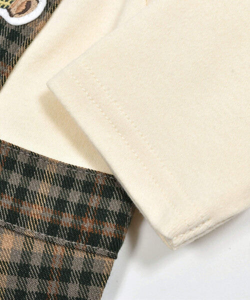 SLAP SLIP BABY(スラップスリップベビー)の「【お揃い】タータンチェック柄サロペットレイヤード風ロンパースベビー(60~80cm)(ロンパース・キッズ・ブラウン/ネイビー・70cm/80cm/60cm)」の19枚目の写真