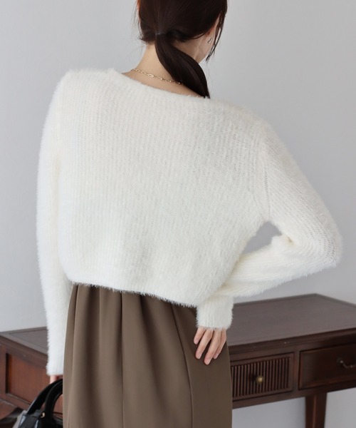 BLUEEAST（ブルーイースト）の「シャギーリボンカーディガン（カーディガン/ボレロ・レディース・アイボリー/ブラック/ピンク/グレー・MEDIUM）」の9枚目の写真