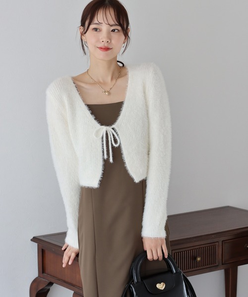 BLUEEAST（ブルーイースト）の「シャギーリボンカーディガン（カーディガン/ボレロ・レディース・アイボリー/ブラック/ピンク/グレー・MEDIUM）」の10枚目の写真
