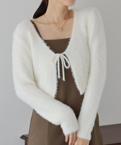 BLUEEAST（ブルーイースト）の「シャギーリボンカーディガン（カーディガン/ボレロ・レディース・アイボリー/ブラック/ピンク/グレー・MEDIUM）」の11枚目の写真