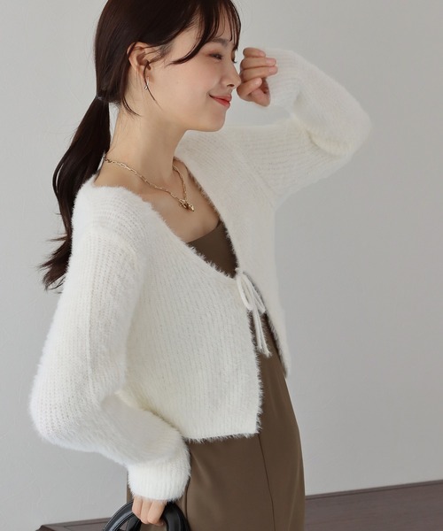 BLUEEAST（ブルーイースト）の「シャギーリボンカーディガン（カーディガン/ボレロ・レディース・アイボリー/ブラック/ピンク/グレー・MEDIUM）」の12枚目の写真