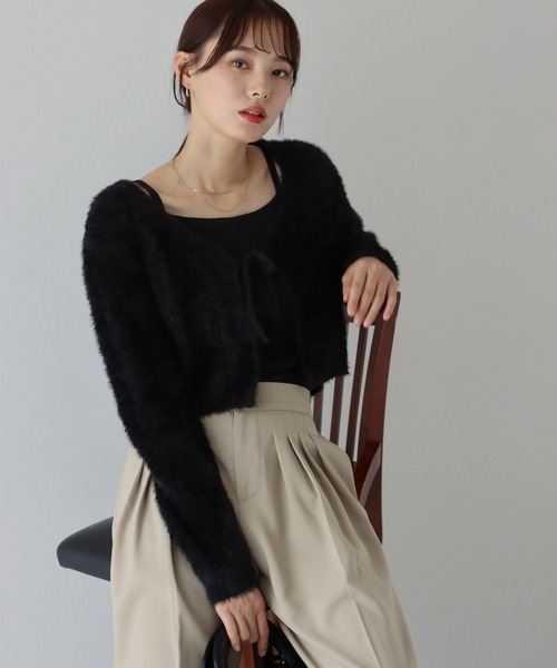 BLUEEAST（ブルーイースト）の「シャギーリボンカーディガン（カーディガン/ボレロ・レディース・アイボリー/ブラック/ピンク/グレー・MEDIUM）」の14枚目の写真