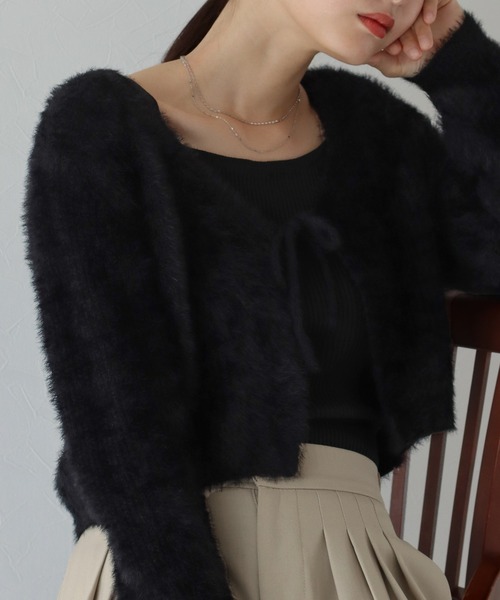 BLUEEAST（ブルーイースト）の「シャギーリボンカーディガン（カーディガン/ボレロ・レディース・アイボリー/ブラック/ピンク/グレー・MEDIUM）」の17枚目の写真