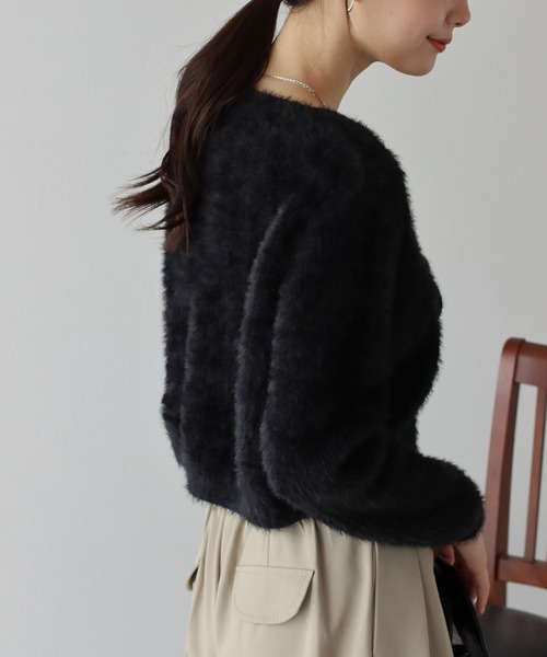 BLUEEAST（ブルーイースト）の「シャギーリボンカーディガン（カーディガン/ボレロ・レディース・アイボリー/ブラック/ピンク/グレー・MEDIUM）」の18枚目の写真