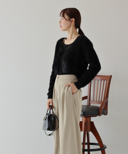 BLUEEAST（ブルーイースト）の「シャギーリボンカーディガン（カーディガン/ボレロ・レディース・アイボリー/ブラック/ピンク/グレー・MEDIUM）」の19枚目の写真