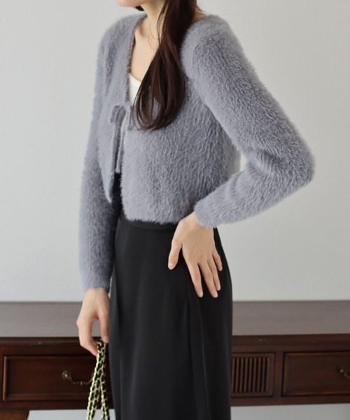 BLUEEAST（ブルーイースト）の「シャギーリボンカーディガン（カーディガン/ボレロ・レディース・アイボリー/ブラック/ピンク/グレー・MEDIUM）」の22枚目の写真