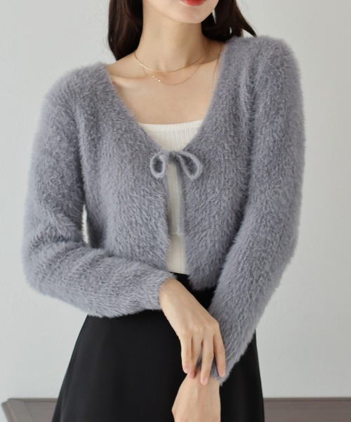 BLUEEAST（ブルーイースト）の「シャギーリボンカーディガン（カーディガン/ボレロ・レディース・アイボリー/ブラック/ピンク/グレー・MEDIUM）」の21枚目の写真