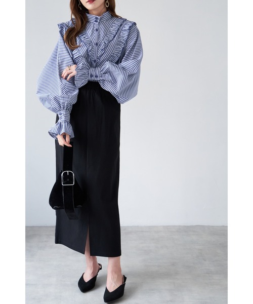 &. NOSTALGIA（アンドドットノスタルジア）の「【ZOZO限定】ストレッチツイルスカート（スカート・レディース・モカ/ブラック・FREE）」の4枚目の写真