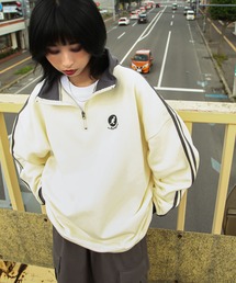 【KANGOL】 サイドライン ワンポイント ロゴ 刺繍 ハーフジップ 長袖 スウェット トレーナー