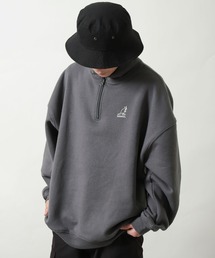 【KANGOL】 サイドライン ワンポイント ロゴ 刺繍 ハーフジップ 長袖 スウェット トレーナー