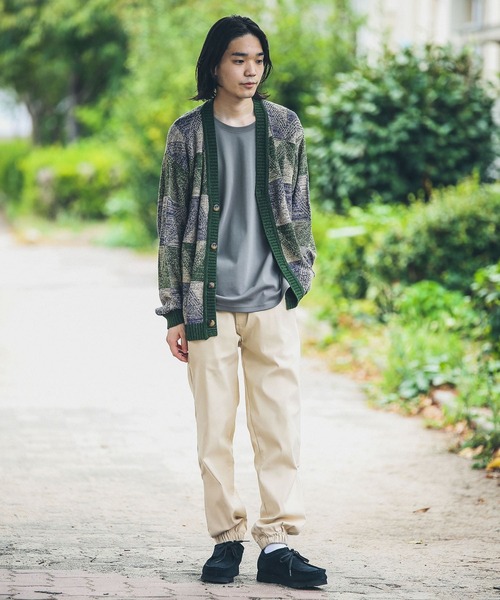 URBAN RESEARCH Sonny Label（アーバンリサーチサニーレーベル）の「『洗濯可』幾何学柄ジャガードカーディガン（カーディガン/ボレロ・メンズ・ベージュ系その他/グリーン系その他/イエロー系その他・LARGE/MEDIUM）」の4枚目の写真