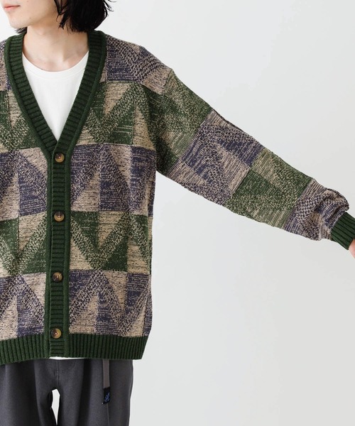 URBAN RESEARCH Sonny Label（アーバンリサーチサニーレーベル）の「『洗濯可』幾何学柄ジャガードカーディガン（カーディガン/ボレロ・メンズ・ベージュ系その他/グリーン系その他/イエロー系その他・LARGE/MEDIUM）」の17枚目の写真