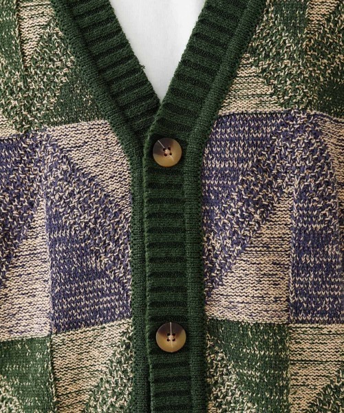 URBAN RESEARCH Sonny Label（アーバンリサーチサニーレーベル）の「『洗濯可』幾何学柄ジャガードカーディガン（カーディガン/ボレロ・メンズ・ベージュ系その他/グリーン系その他/イエロー系その他・LARGE/MEDIUM）」の18枚目の写真