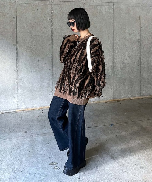 PAGEBOY（ページボーイ）の「フリンジジャガードプルオーバー（ニット/セーター・レディース・ブラウン/ブラック/グリーン・FREE）」の14枚目の写真