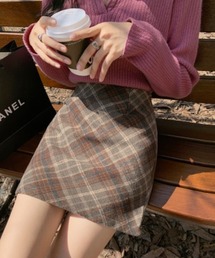 裏地パンツ付きチェックスカート