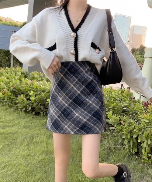 LAC-VERT（ラック・ヴェール）の「裏地パンツ付きチェックスカート（スカート・レディース・ブラウン/グレー・S/M）」の12枚目の写真