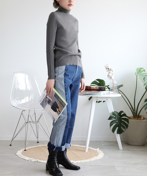 aimoha（アイモハ）の「シンプルタートルネックニット（ニット/セーター・レディース・チョコ/ダークグレー/レッド/グレー/キャメル/グリーン/ホワイト/ベージュ/ブラック/ネイビー/オフホワイト・FREE）」の16枚目の写真