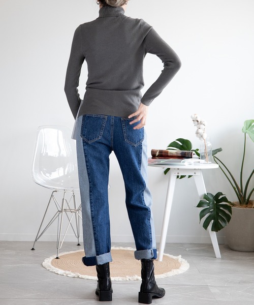 aimoha（アイモハ）の「シンプルタートルネックニット（ニット/セーター・レディース・チョコ/ダークグレー/レッド/グレー/キャメル/グリーン/ホワイト/ベージュ/ブラック/ネイビー/オフホワイト・FREE）」の17枚目の写真