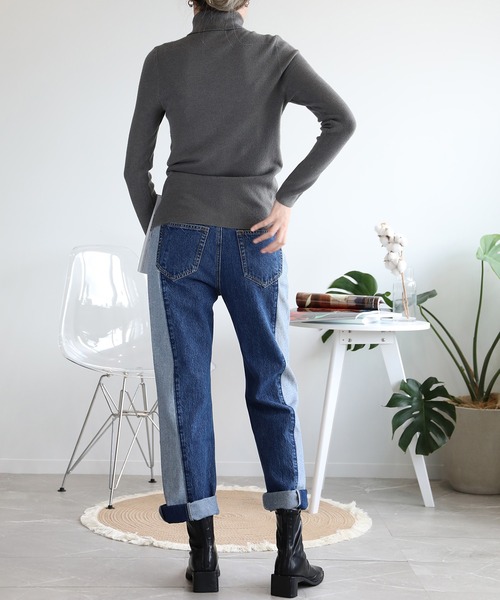 aimoha（アイモハ）の「シンプルタートルネックニット（ニット/セーター・レディース・チョコ/ダークグレー/レッド/グレー/キャメル/グリーン/ホワイト/ベージュ/ブラック/ネイビー/オフホワイト・FREE）」の18枚目の写真