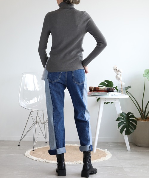 aimoha（アイモハ）の「シンプルタートルネックニット（ニット/セーター・レディース・チョコ/ダークグレー/レッド/グレー/キャメル/グリーン/ホワイト/ベージュ/ブラック/ネイビー/オフホワイト・FREE）」の19枚目の写真