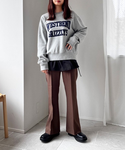 LOWRYS FARM（ローリーズファーム）の「スタイルアップウールライクフレアパンツ　971224（スラックス・レディース・パープル/ブラック/アイボリー/ブラウン・LARGE/MEDIUM）」の9枚目の写真