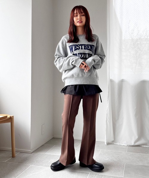 LOWRYS FARM（ローリーズファーム）の「スタイルアップウールライクフレアパンツ　971224（スラックス・レディース・パープル/ブラック/アイボリー/ブラウン・LARGE/MEDIUM）」の10枚目の写真