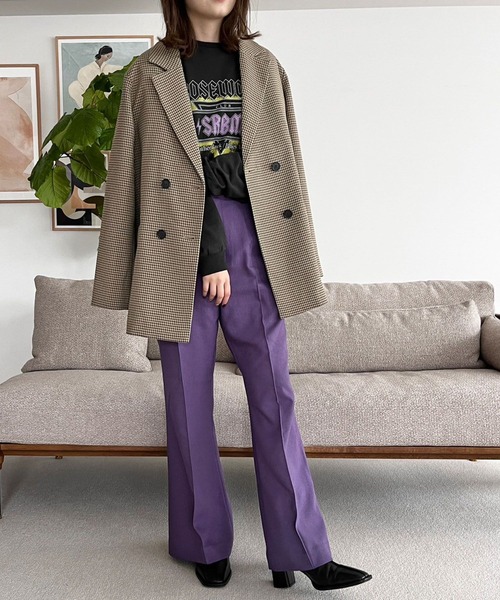 LOWRYS FARM（ローリーズファーム）の「スタイルアップウールライクフレアパンツ　971224（スラックス・レディース・パープル/ブラック/アイボリー/ブラウン・LARGE/MEDIUM）」の11枚目の写真