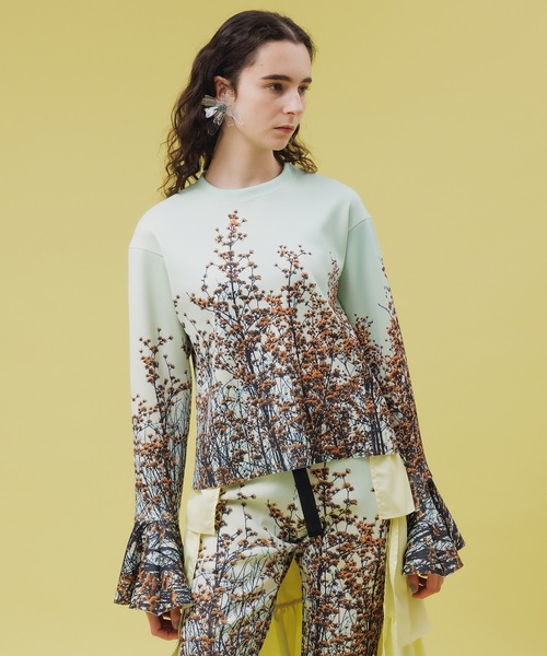 NON TOKYO(ノントーキョー)の「PRINT RIB FLARE SLEEVE C/S(Tシャツ/カットソー・レディース・ライトブルー/マルチ/カラフル・FREE)」の5枚目の写真